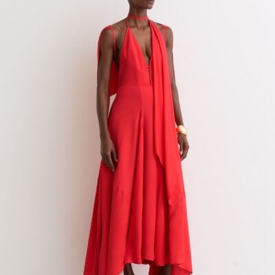 Reiss Orange Evory Strappy Draped Cape Maxi Dress