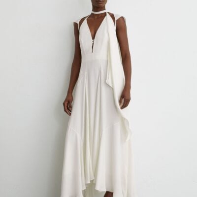 Reiss Ivory Evory Strappy Draped Cape Maxi Dress
