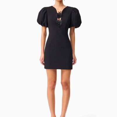 Elliatt Black Euphoria  Puff Sleeve Mini Dress