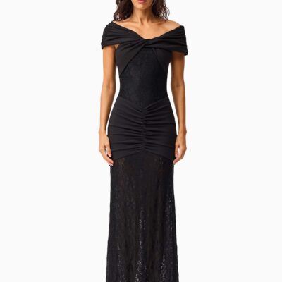 Elliatt Black Valencia Off The Shoulder Lace Gown