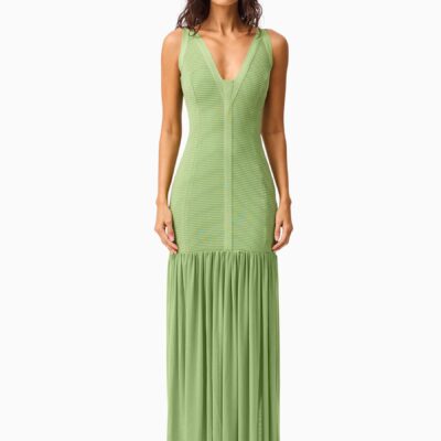 Elliatt Green Seraphina V-Neck Bandage Maxi Dress