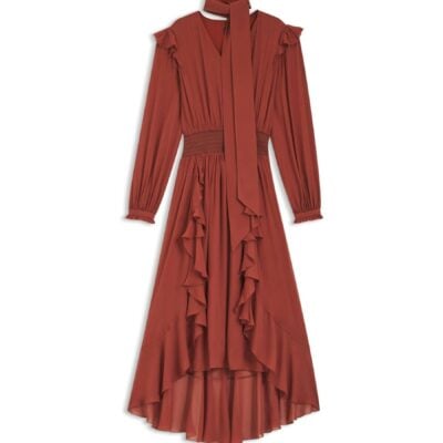 BOSS Brown Domingue Scarf Ruffle Dress