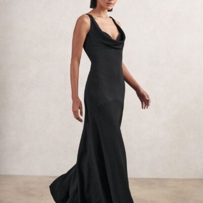 Reiss Black Vanessa Cowl-Neck Sleeveless Maxi Dress