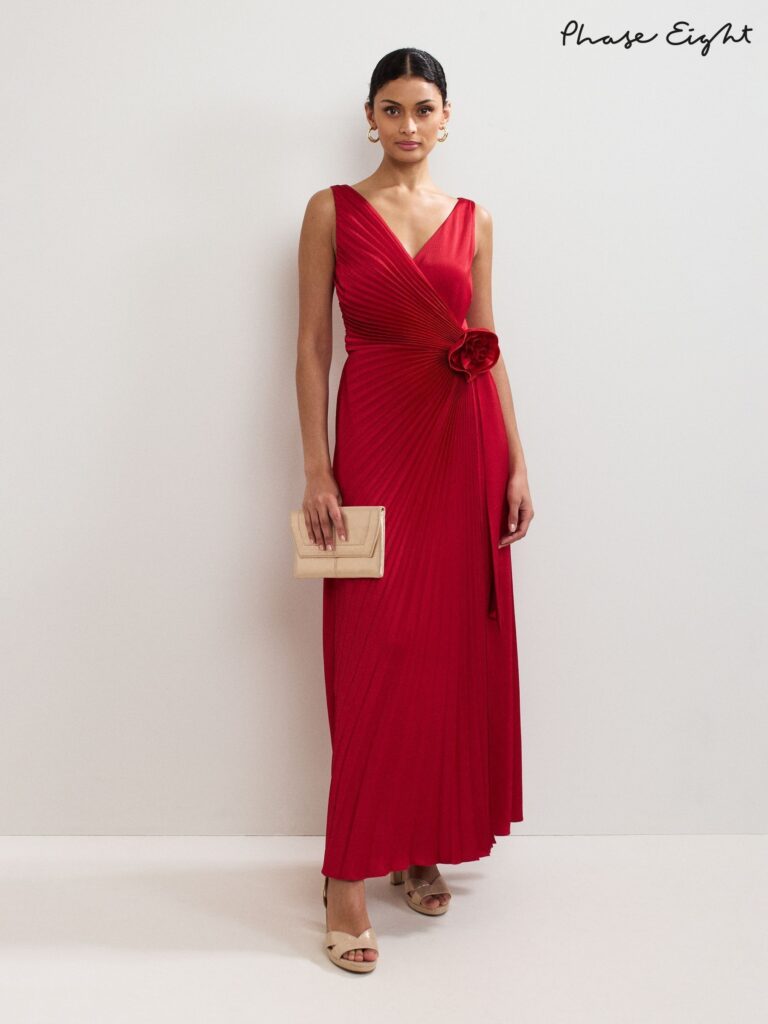 Phase Eight Red Emlyn Pleated Dress - Miss Nelly