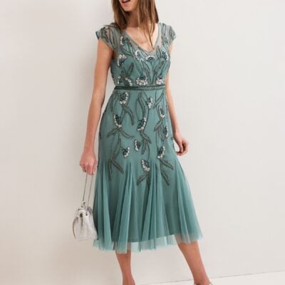 Phase Eight Green Evonne Beaded Dress