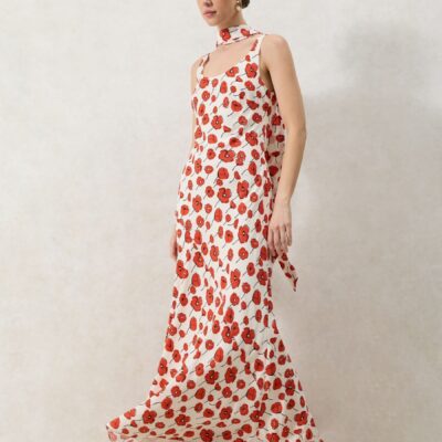 Ro&Zo Red Ella Poppy Printed Maxi Dress