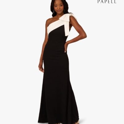 Adrianna Papell Black Crepe Bow Gown