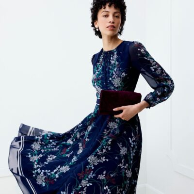 Hobbs Blue Sia Silk Dress