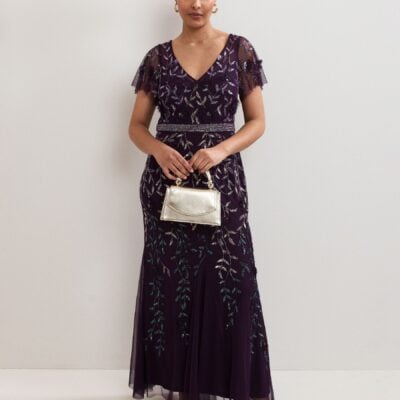 Phase Eight Purple Petite Kaida Beaded Dress