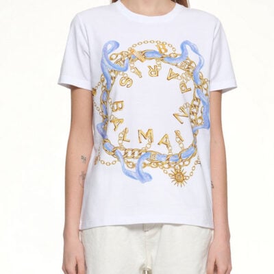 Balmain Paris Chain T-shirt in White/blue/gold White / S