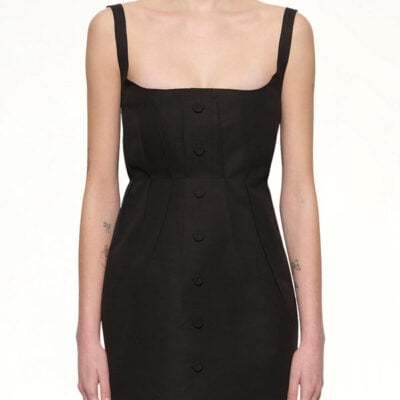 Marni Bonded Cotton Poplin Dress in Black / 36