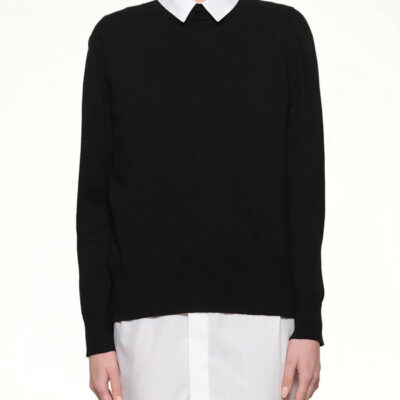 Sacai Poplin X Cotton Knit Dress in Black/off White Black / 1