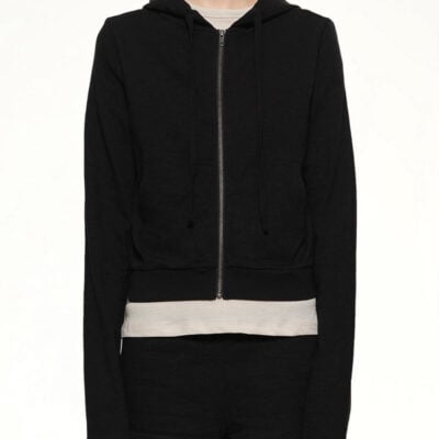 Entire Studios Lightweight Cropped Zip-up Hoodie in Black / Xxs