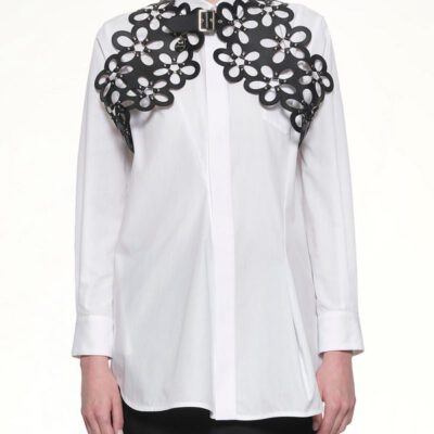 Noir Kei Ninomiya Petal Leather Vest in Black / Xs