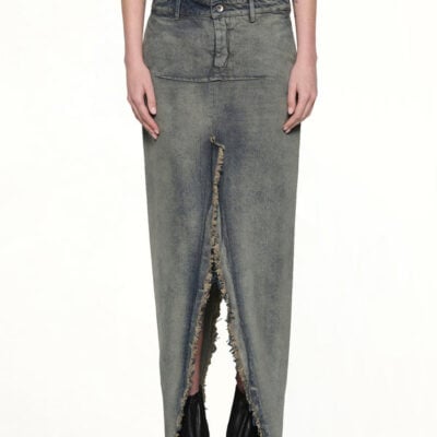 Rick Owens Denim Sliced Skirt in Dirty Hustler / 25