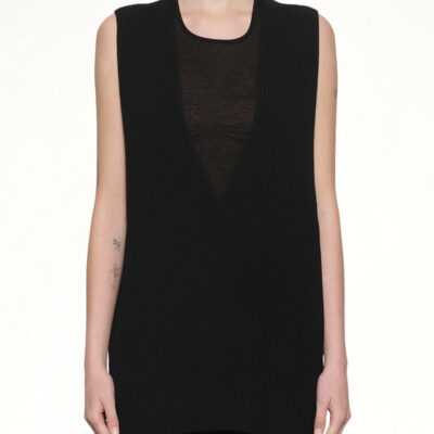 Rick Owens V Neck Top in Black / S