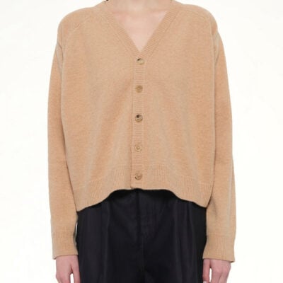 Maison Margiela Gauge 7 Wool Cardigan in Camel Brown / Xs