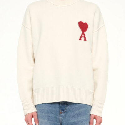 Ami Paris Red Ami De Coeur Sweater
