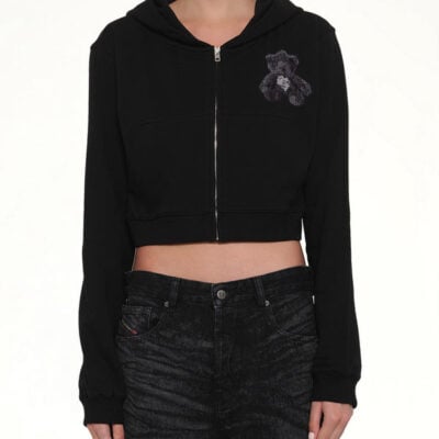 We11done Teddy Bear Zip-up Slim-fit Hoodie in Black / Xs