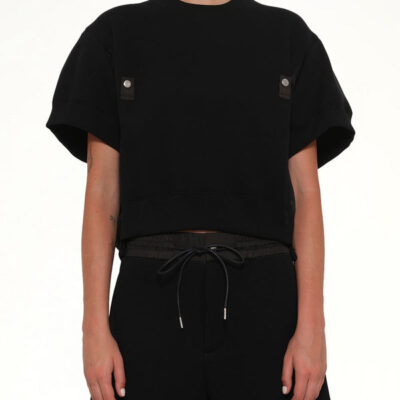 Sacai Sponge Sweat Short Sleeve Pullover in Black / 1