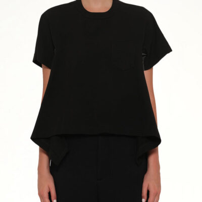 Sacai Light Weight Denim X Cotton Jersey T-shirt in Black / 1