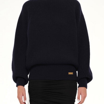 Balmain Batwing Ribbed Knit Pullover