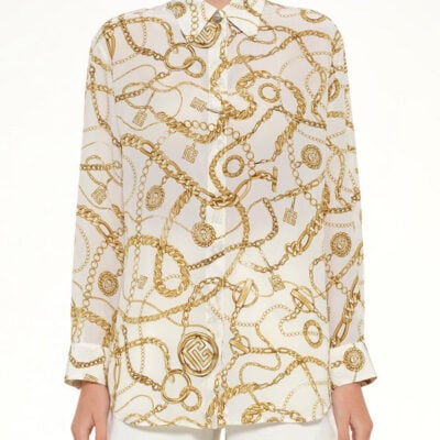 Balmain Chains Printed T-shirt in White/gold White / 36