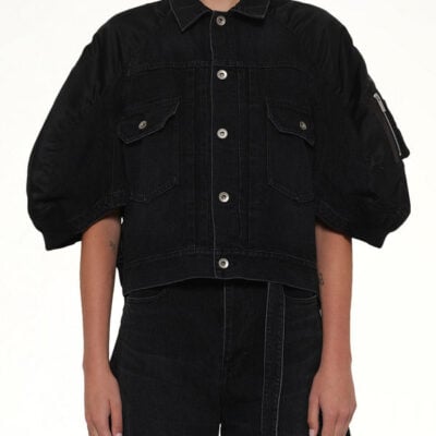 Sacai Denim X Nylon Twill Short Sleeve Jacket