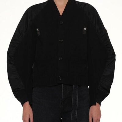 Sacai Nylon Twill X Knit Cardigan