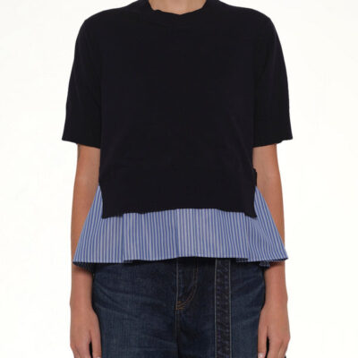 Sacai Poplin X Cotton Knit Pullover