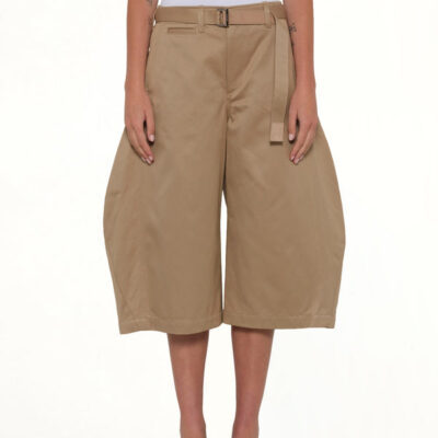 Sacai Cotton Chino Barrel Bermuda Shorts in Beige / 1