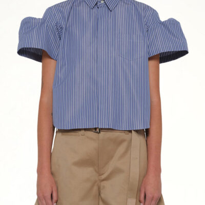 Sacai Poplin Stripe Shirt in Blue / 1