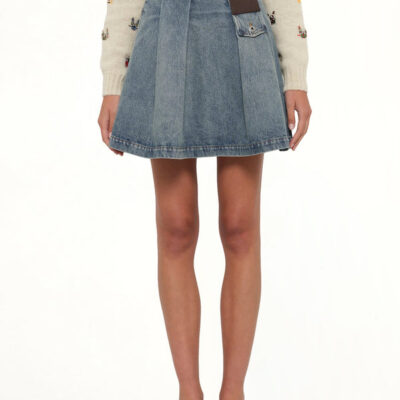 Loewe Mini Skirt in Washed Denim Blue / 34