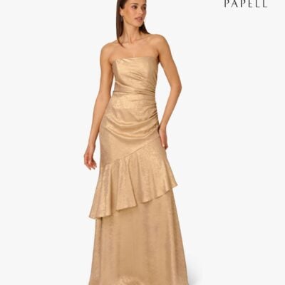 Adrianna Papell Gold Adrianna By Gold Foil Woven Long Dress