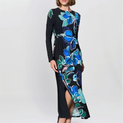 Gina Bacconi Black Eli Floral Print Maxi Dress