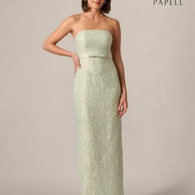 Adrianna Papell Green Glitter Jacquard Gown