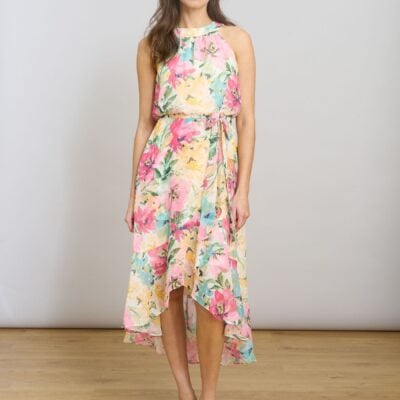 Gina Bacconi Pink Beatrice Chiffon Dress