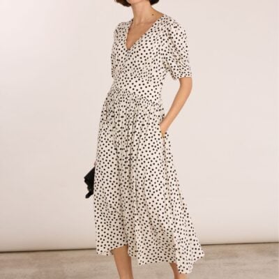 Baukjen Cream Lina Printed Midi Dress