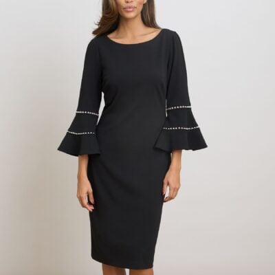 Gina Bacconi Black Ivette Long Sleeve Dress