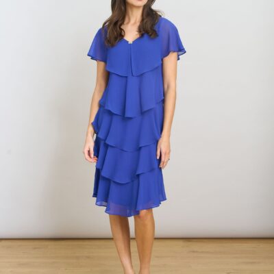 Gina Bacconi Blue Bella Georgette Tiered Dress