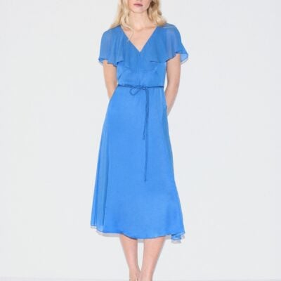 Jigsaw Blue Sheer Cape Dress
