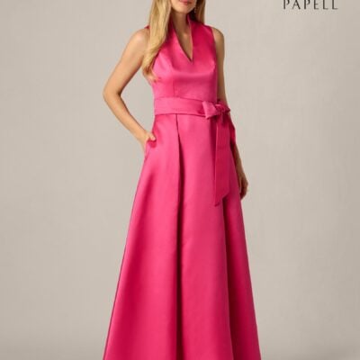 Adrianna Papell Pink Petite Mikado Tie Front Dress