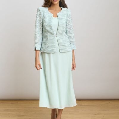 Gina Bacconi Green Page Fancy Jacket & Chiffon Dress