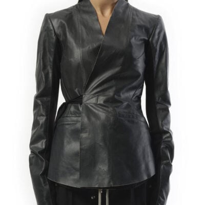 Rick Owens Hollywood Leather Jacket in Black / 44