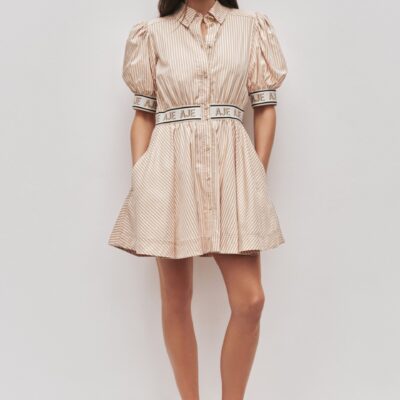 Harling Logo Mini Dress-BEIGE STRIPE / 8
