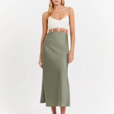 First Mse Xyla Satin Dress Size XXS Fern