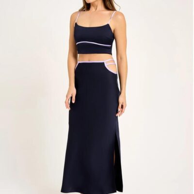 Lulu & Rose Iris Strappy Maxi Skirt Size S Midnight-Lilac