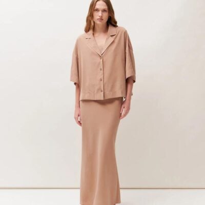 Lulu & Rose Tulli Shirt Size L Latte