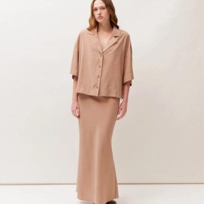 Lulu & Rose Tulli Midi Skirt Size S Latte