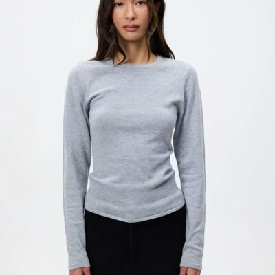 MSE Long Sleeve Knit Top Size L Silver